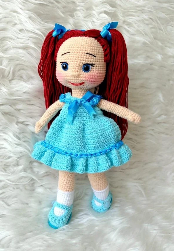 Mavi Pamuk Şekerim Bebek Amigurumi Organik Oyuncak ürün görseli 1