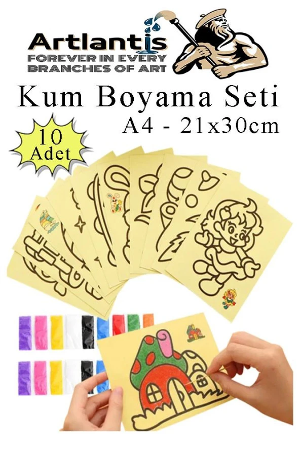 Kum Boyama Seti 10 Adet 20x30 cm A4 Boyutunda Büyük Boy Kaliteli Kum Boyama Çalışması Tuz Boyama Etkinlik ürün görseli 1