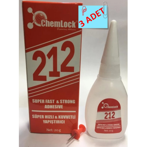Chemlock 212 Hızlı (Japon) Yapıştırıcı 20gr. / 3ADET(3x20gr) ürün görseli 1