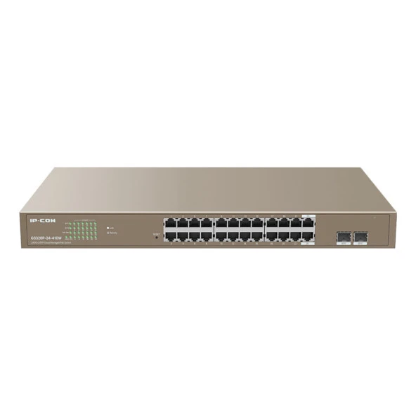 IP-COM IP-G3326P-24-410W 24 PORT 10/100/1000 24 PORT POE 2 X SFP 370W CLOUD YÖNETILEBILIR RACK MOUNT SWITCH ürün görseli 1