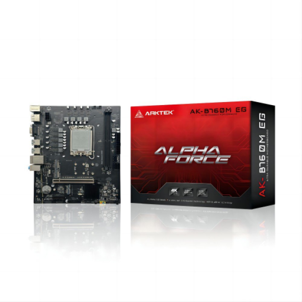 ARKTEK ALPHA FORCE, AK-B760M EG, 2xDDR5, 2x M.2, D-SUB, HDMI, DP, 12-13.Nesil, LGA1700 Soket, Anakart ürün görseli 1