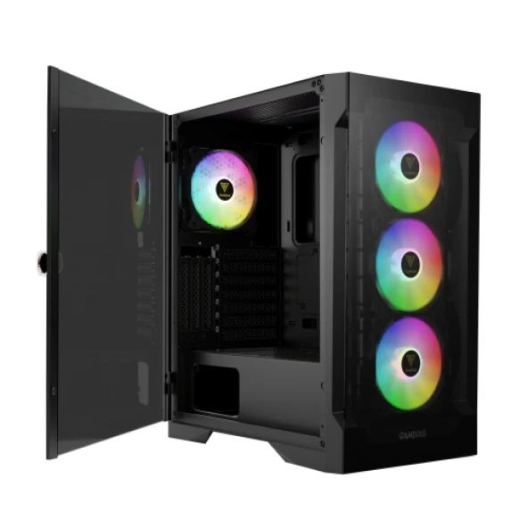 GAMDIAS TALOS E2 Elite, 850W, Tempered Glass, ARGB, 80+ Bronze, ATX GAMING KASA ürün görseli 1