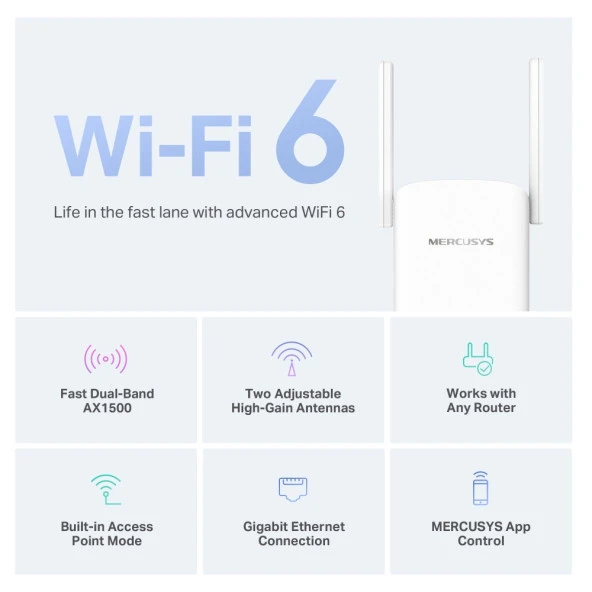 TP-LINK MERCUSYS ME60X AX1500 WIFI RANGE EXTENDER - Resim 2