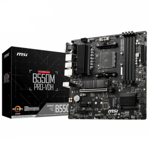 MSI B550M PRO-VDH DDR4 4400MHZ 1XVGA 1XDMI 1XDP 2XM.2 USB 3.2 MATX AM4 ürün görseli 1