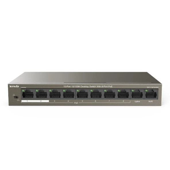 TENDA TEF1110P-8-63W 8FE PoE Port 58W, 2FE Uplink Desktop Switch ürün görseli 1