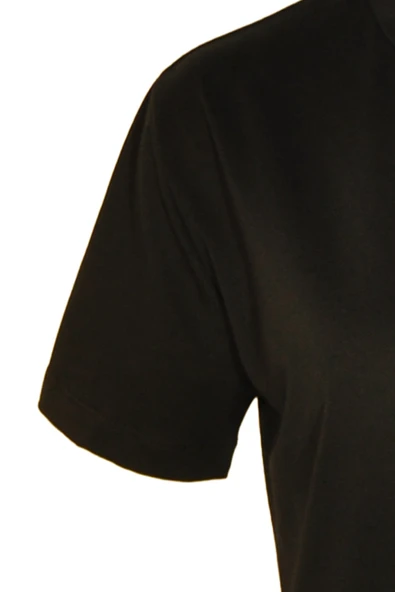 Kadın Bisiklet Yaka Basic Siyah T-Shirt - Resim 3