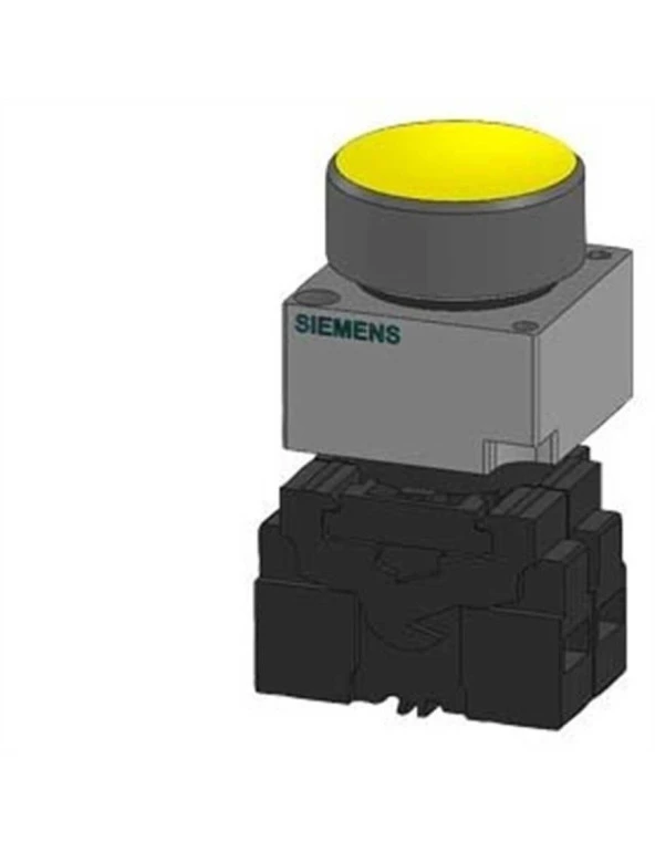 Siemens 3Sb3606 0Aa31 3Sb3 Metal Seri 22Mm Komple Işıklı Sarı Buton 10A 1No ürün görseli 1