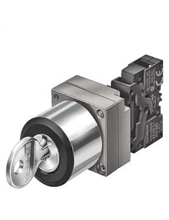 Siemens 3Sb3602 4Ad11 3Sb3 Metal Seri 22Mm Kilitli Mandal Buton Kalıcı 10A 0 1 Pozisyonlu 1No ürün görseli 1