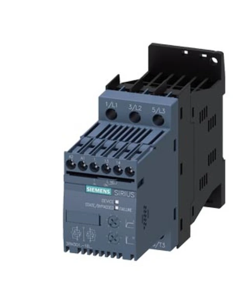 Siemens Sirius Soft Starter 3RW3018-1BB14 7,5kW 17,6A 110-230V AC/DC 200-480V Vida Bağlantılı Class 10 ürün görseli 1