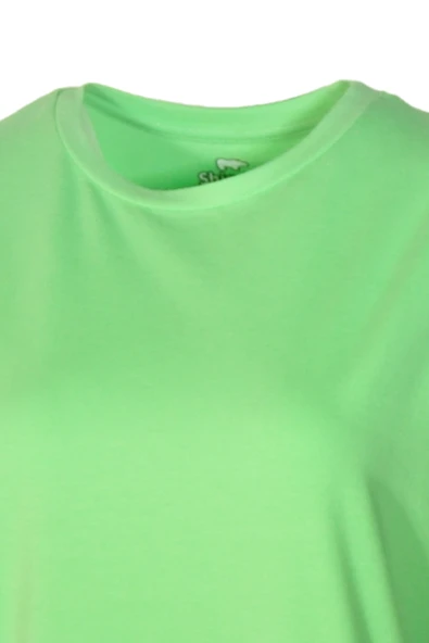 Kadın Bisiklet Yaka Basic Yeşil T-Shirt - Resim 2