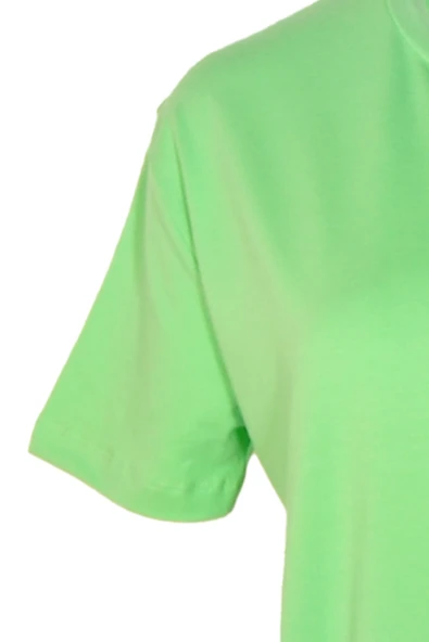 Kadın Bisiklet Yaka Basic Yeşil T-Shirt - Resim 3
