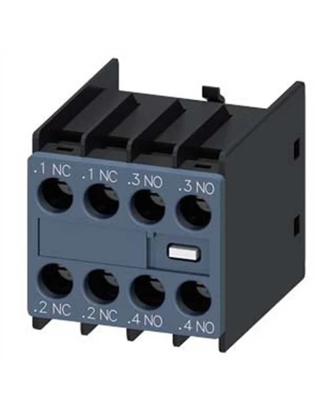 Siemens 3RH2911-1HA22 3RT2 ve 3RH2 Kontaktörleri̇ İçin Yardımcı Kontak Bloğu 2NO+2NC Ön Taraftan Montaj Vidalı ürün görseli 1