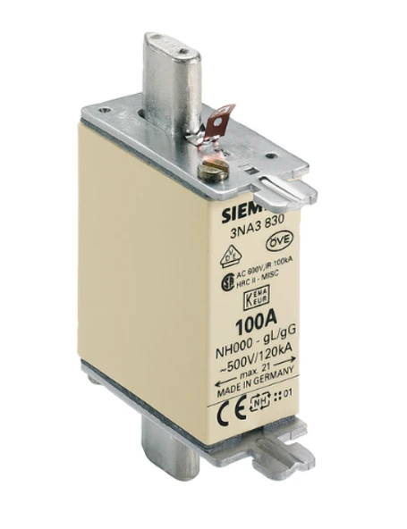 Siemens 3Na3830 Steatit Seramik Gövdeli Nh Bıçaklı Sigorta Buşonu 100A Boy 000 Genişlik 21Mm ürün görseli 1