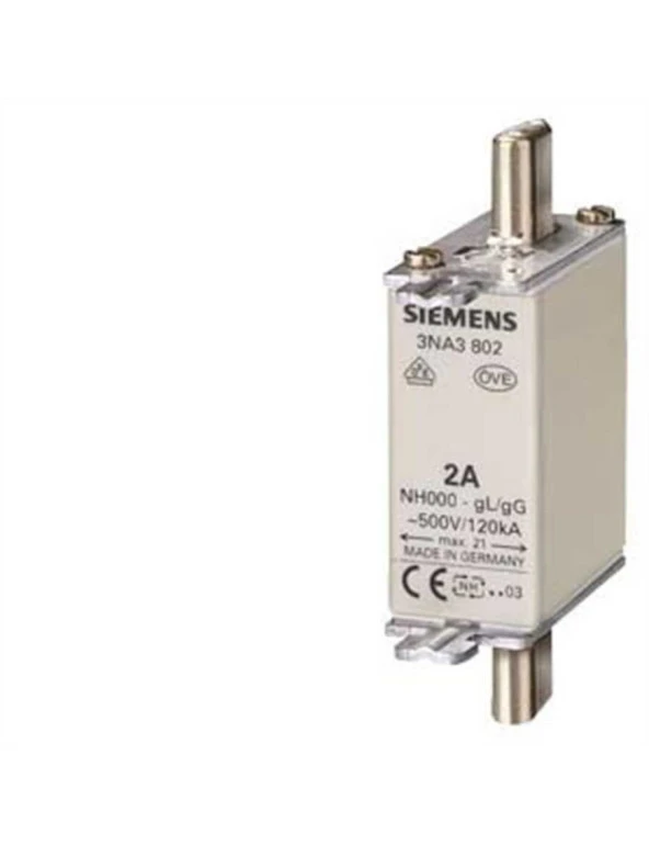 Siemens 3Na3822 Steatit Seramik Gövdeli Nh Bıçaklı Sigorta Buşonu 63A Boy 000 Genişlik 21Mm ürün görseli 1
