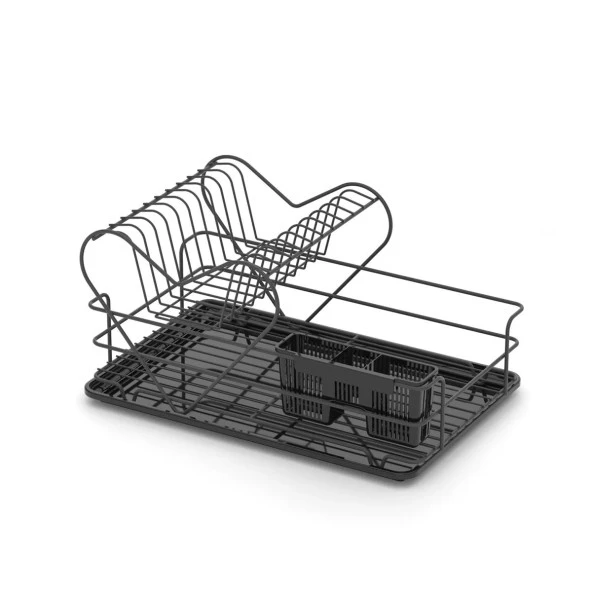 Tekno Tel KB-011 İki Katlı Tezgah Üstü Bulaşıklık Tabaklık Siyah ürün görseli 1