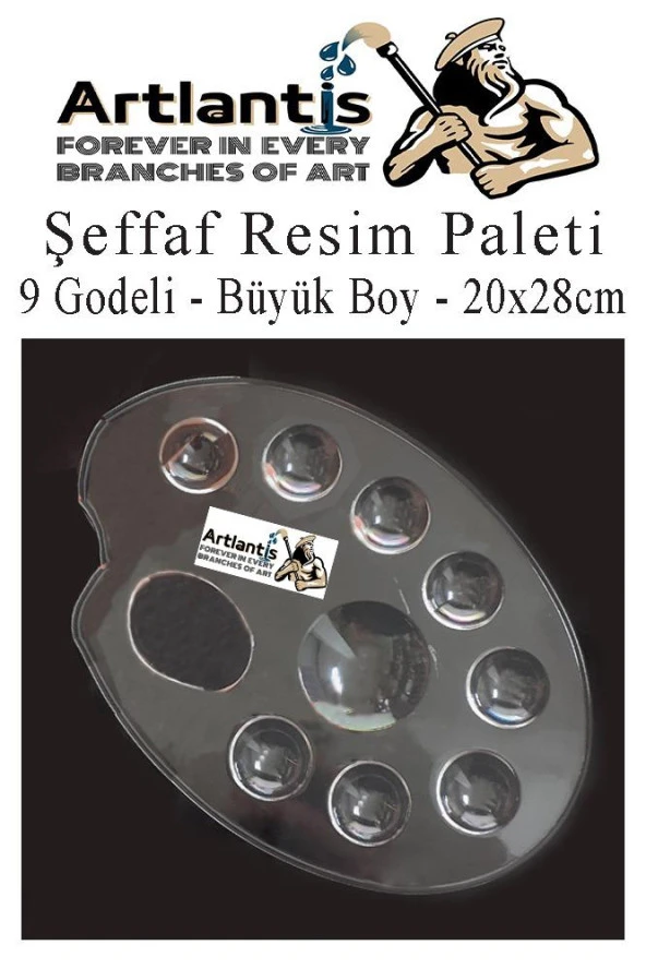Şeffaf Büyük Resim Paleti Plastik 1 Adet Godeli Ressam Paleti Boyama Paleti Akrilik Boya Guaj Boya Suluboya ürün görseli 1