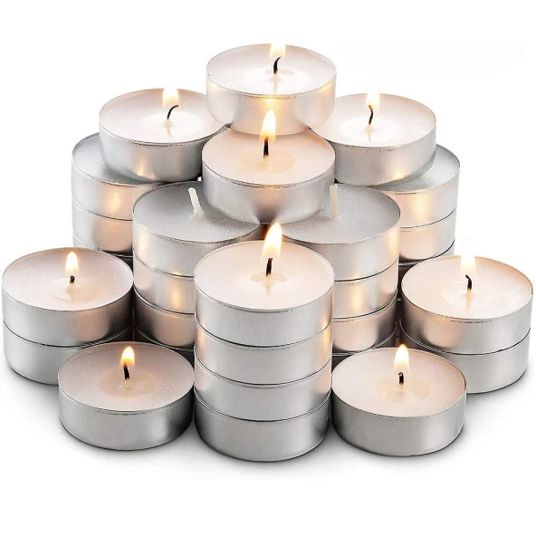 50 PCS VIP WHİTE TEA LİGHT CANDLE 50 ADET VIP KALİTE BEYAZ TEA LİGHT MUM BEYAZ MUM YILBAŞI MUMLARI ürün görseli 1