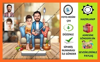 Gurme Aile Karikatür Biblo,Sevgiliye Hediye,Doğum Günü Hediyesi ürün görseli 1