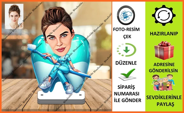 Bayan Diş Doktoru Karikatür Biblo,Sevgiliye Hediye,Doğum Günü He ürün görseli 1