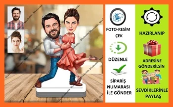 Genç Arkadaşlar Karikatür Biblo,Sevgiliye Hediye,Doğum Günü Hed ürün görseli 1