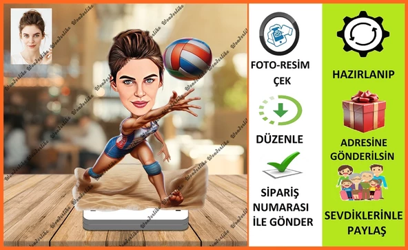 Bayan Voleybolcu Karikatür Biblo,Sevgiliye Hediye,Doğum Günü Hed ürün görseli 1
