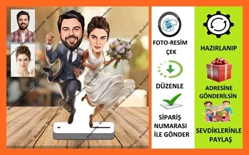 Gelin Damat Karikatür Biblo,Sevgiliye Hediye,Doğum Günü Hediyesi ürün görseli 1