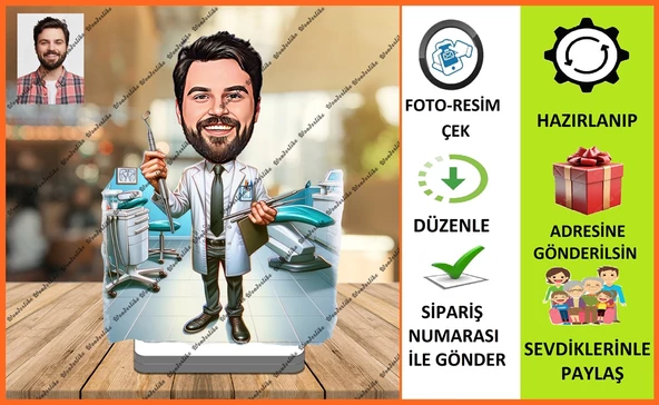 Diş Doktoru Karikatür Biblo,Sevgiliye Hediye,Doğum Günü Hediyesi ürün görseli 1