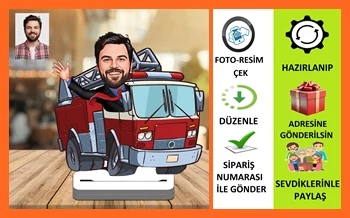İtfaiye Şöförü Karikatür Biblo,Sevgiliye Hediye,Doğum Günü Hediyesi ürün görseli 1