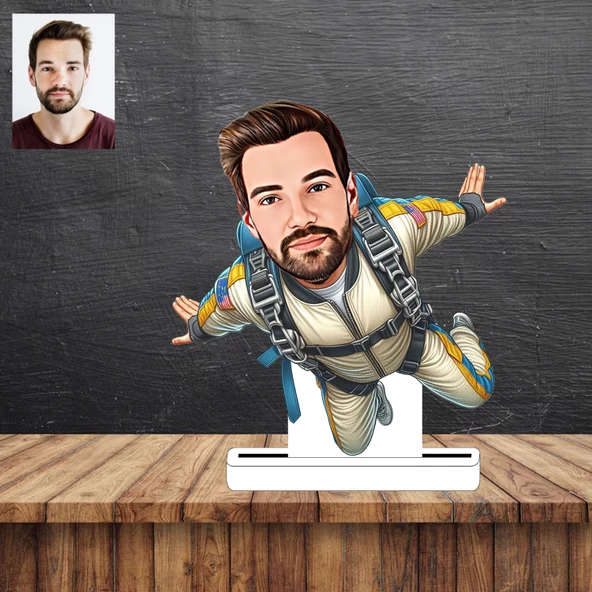 Paraşüt ile Atlayan Karikatür Figürü,Sevgiliye Hediye,Doğum Günü Hediyesi ürün görseli 1