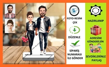 Yakın Arkadaş-Sevgili Karikatür Biblo,Sevgiliye Hediye,Doğum Günü Hediyesi ürün görseli 1