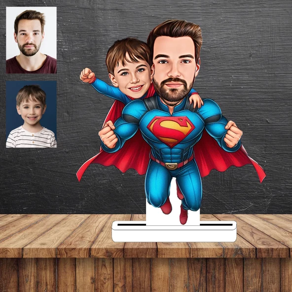 Süper Baba Karikatür Figürü,Sevgiliye Hediye,Doğum Günü Hediyesi ürün görseli 1