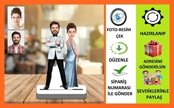 Gelin Damat Karikatür Biblo,Sevgiliye Hediye,Doğum Günü Hediyesi ürün görseli 1