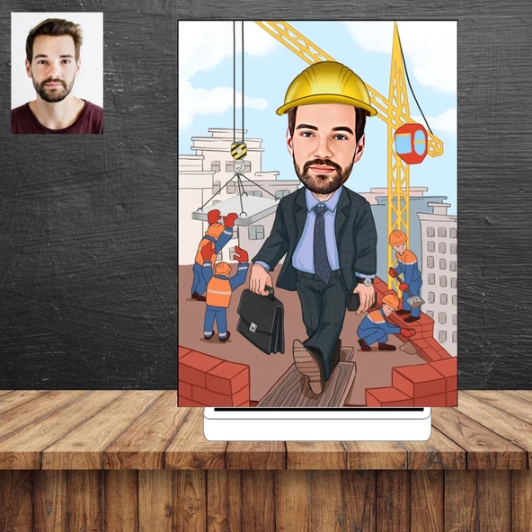 İnşaat Mühendisi  Karikatür Figürü,Sevgiliye Hediye,Doğum Günü Hediyesi ürün görseli 1