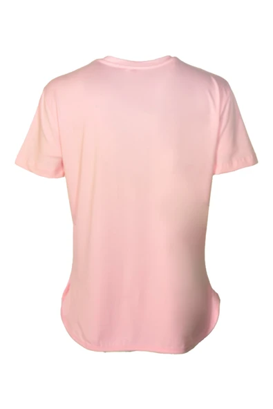 Kadın V Yaka Basic Pembe T-Shirt - Resim 3