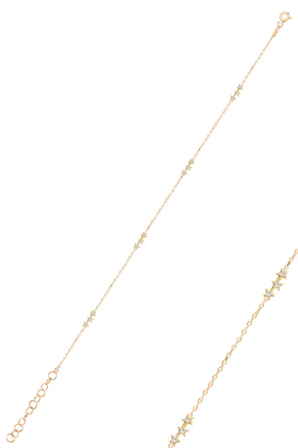 Gümüş rose zirkon taşlı kayan yıldız bileklik SGTL12503ROSE ürün görseli 1