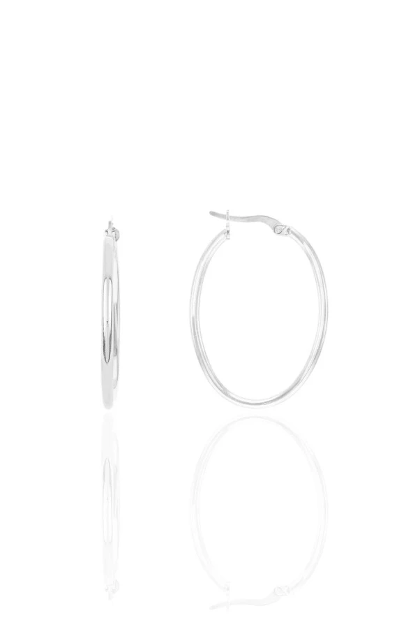 Gümüş rodyumlu oval şarnel halka küpe  SGTL12509RODAJ ürün görseli 1
