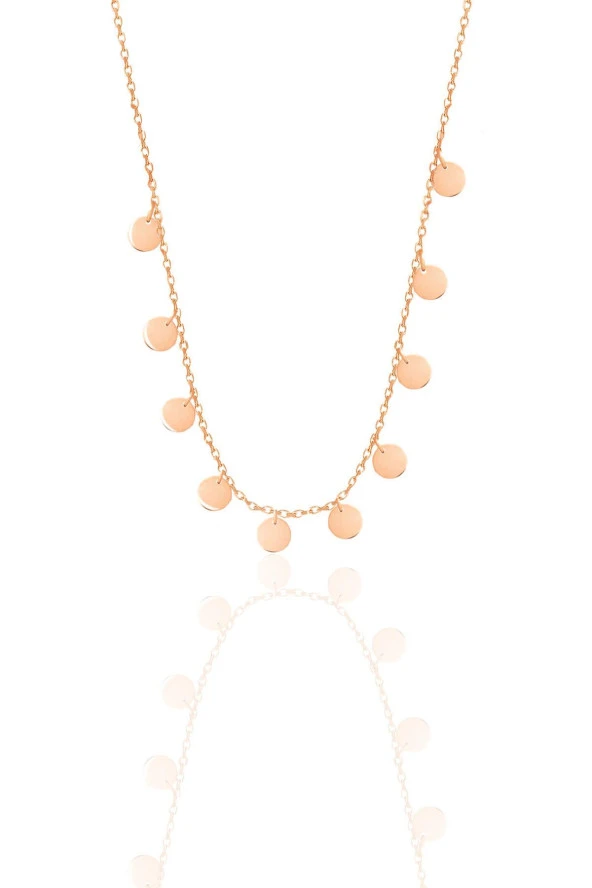 Gümüş rose yuvarlak pullu kolye  SGTL12510ROSE ürün görseli 1