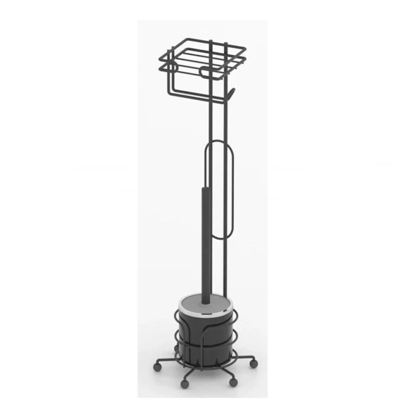 Tekno Tel MG-096 Ayaklı Yedekli Wc Kağıtlık + Klozet Fırçalık Siyah ürün görseli 1