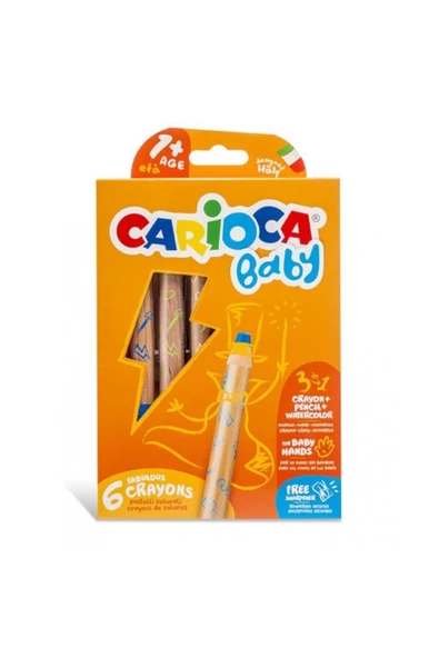 Carioca 3 In 1 Jumbo Bebek Ahşap Gövdeli Boya Kalemi 6'Lı ürün görseli 1