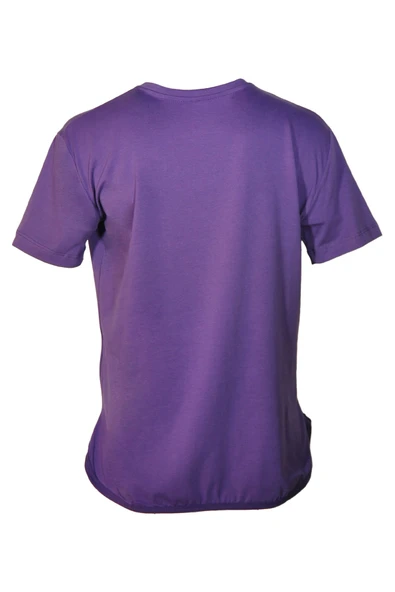 Kadın V Yaka Basic Mor T-Shirt - Resim 3