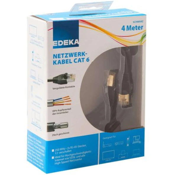 Edeka CAT6 Kablo Ethernet Kablosu Ağ İnternet Kablo RJ45 4 Metre ürün görseli 1
