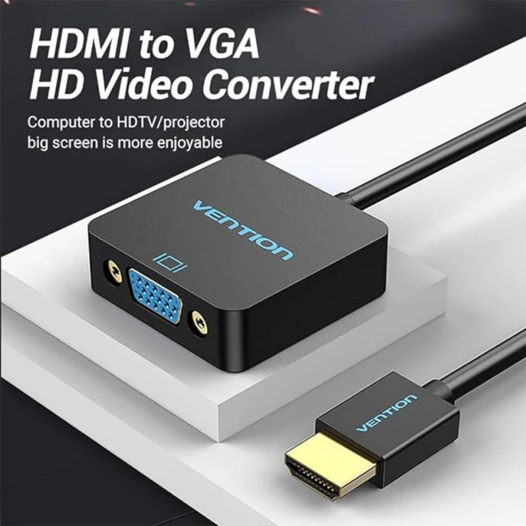 Vention Hdmi to Vga Dönüştürücü Çevirici Adaptör  + Ses Çıkışlı Siyah 9018000002043 ürün görseli 1