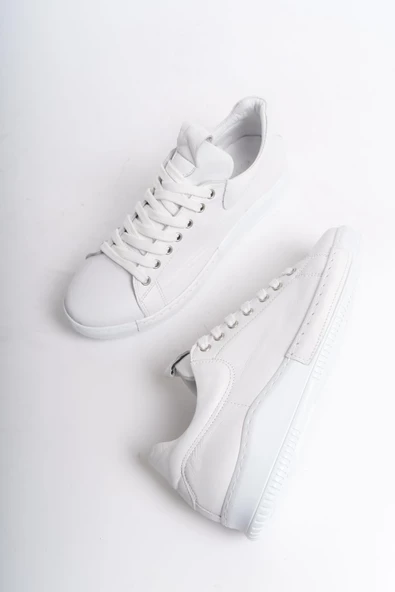 Harry Beyaz Hakiki Deri Sneaker Kadın Günlük Spor Ayakkabı ürün görseli 1