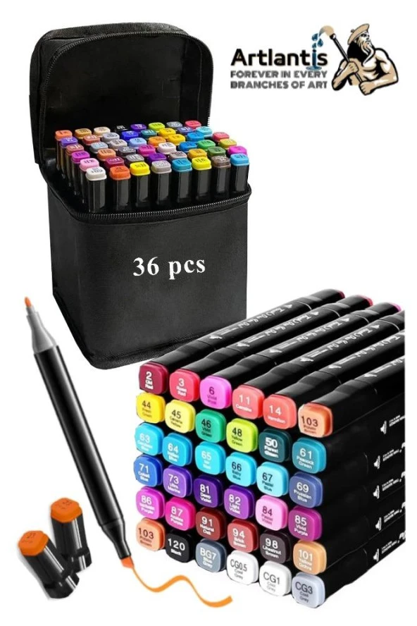 36 Adet Çift Taraflı Marker Kalem Çantalı 1 Paket 36 Renk Touch Markör Çift Uçlu Keçeli Kalem Sanat Tasarım Hobi ürün görseli 1