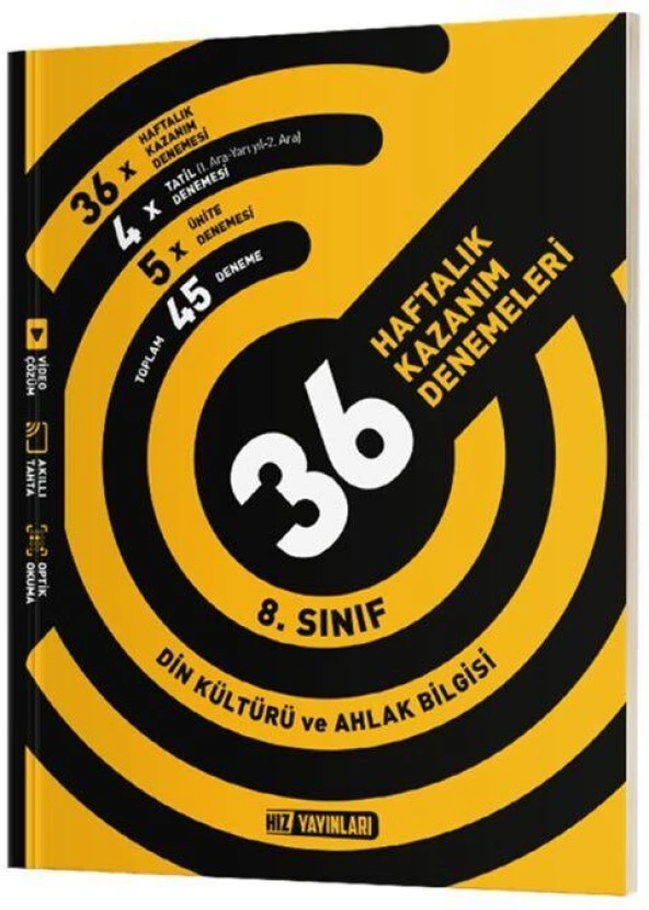 8. Sınıf Din Kültürü ve Ahlak Bilgisi 36 Haftalık Kazanım Denemeleri Hız Yayınları ürün görseli 1
