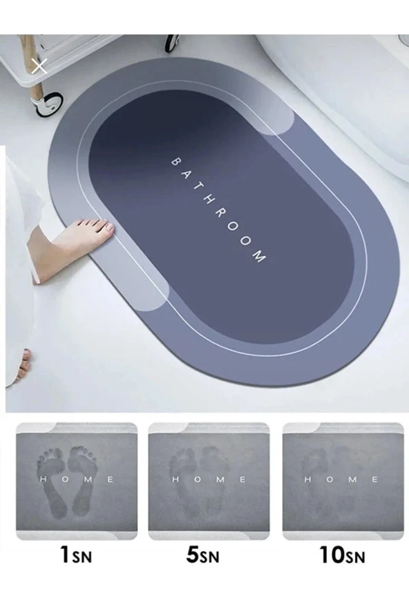 Sihirli Su Emici Banyo Paspası Kaymaz Tabanlı Abdest Paspası 3,5 Mm 40x60 ürün görseli 1
