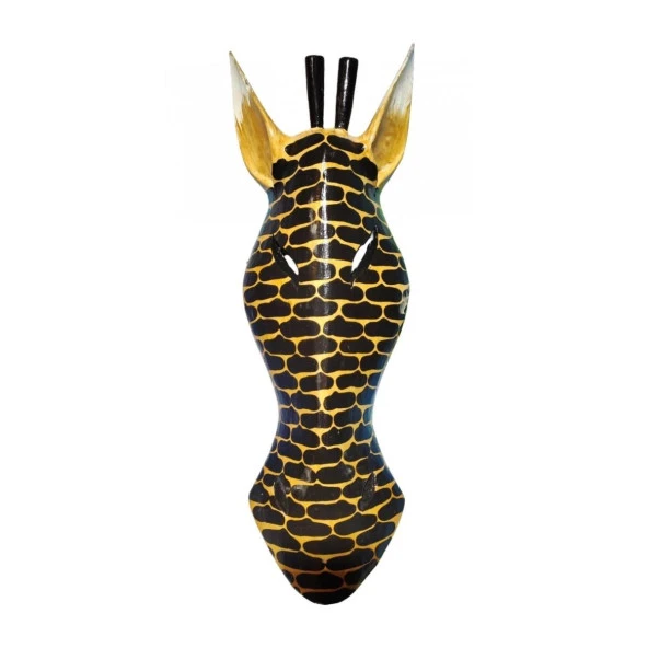 Ahşap Zürafa Mask 50 cm Duvar Dekoru - Resim 2