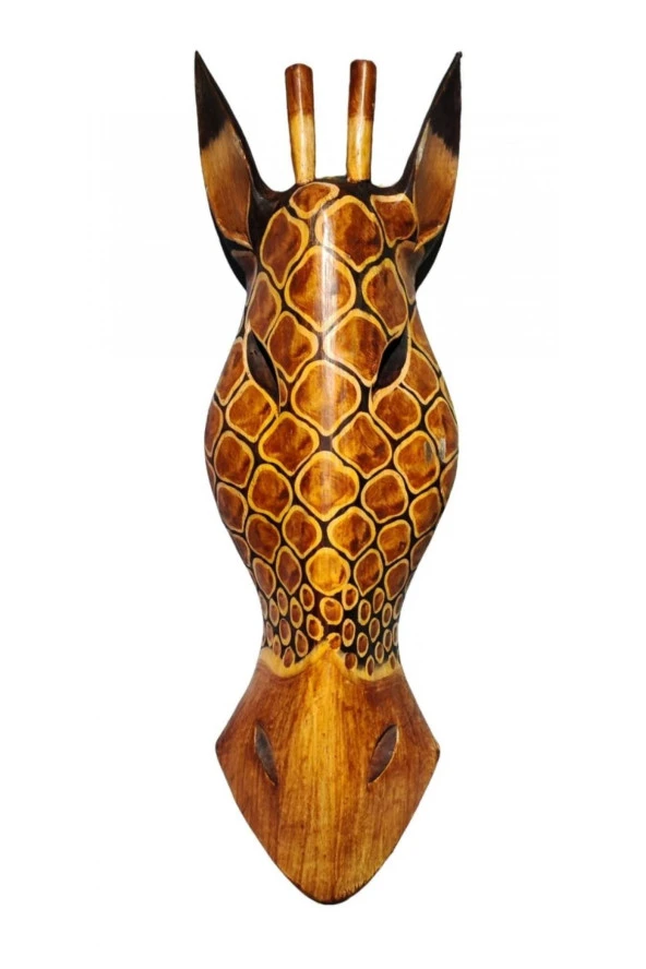 Ahşap Zürafa Mask 50 cm Duvar Dekoru - Resim 6