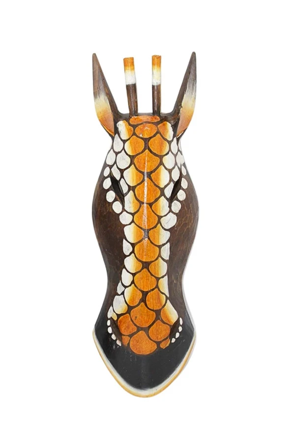 Ahşap Zürafa Mask 50 cm Duvar Dekoru - Resim 8