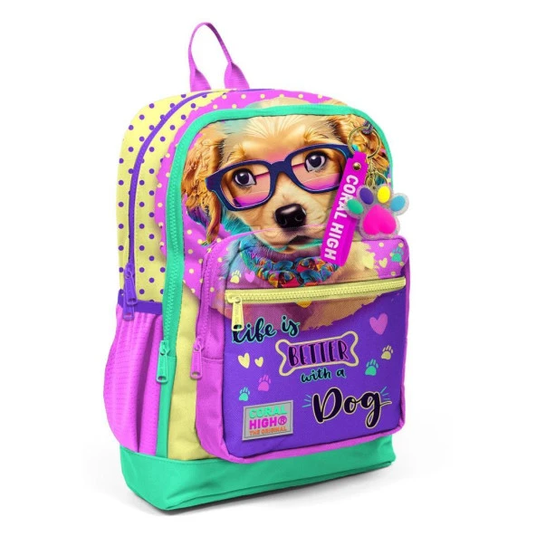 Coral High Sevimli Köpek Desenli Büyük Boy Okul Sırt Çantası 23752 ürün görseli 1